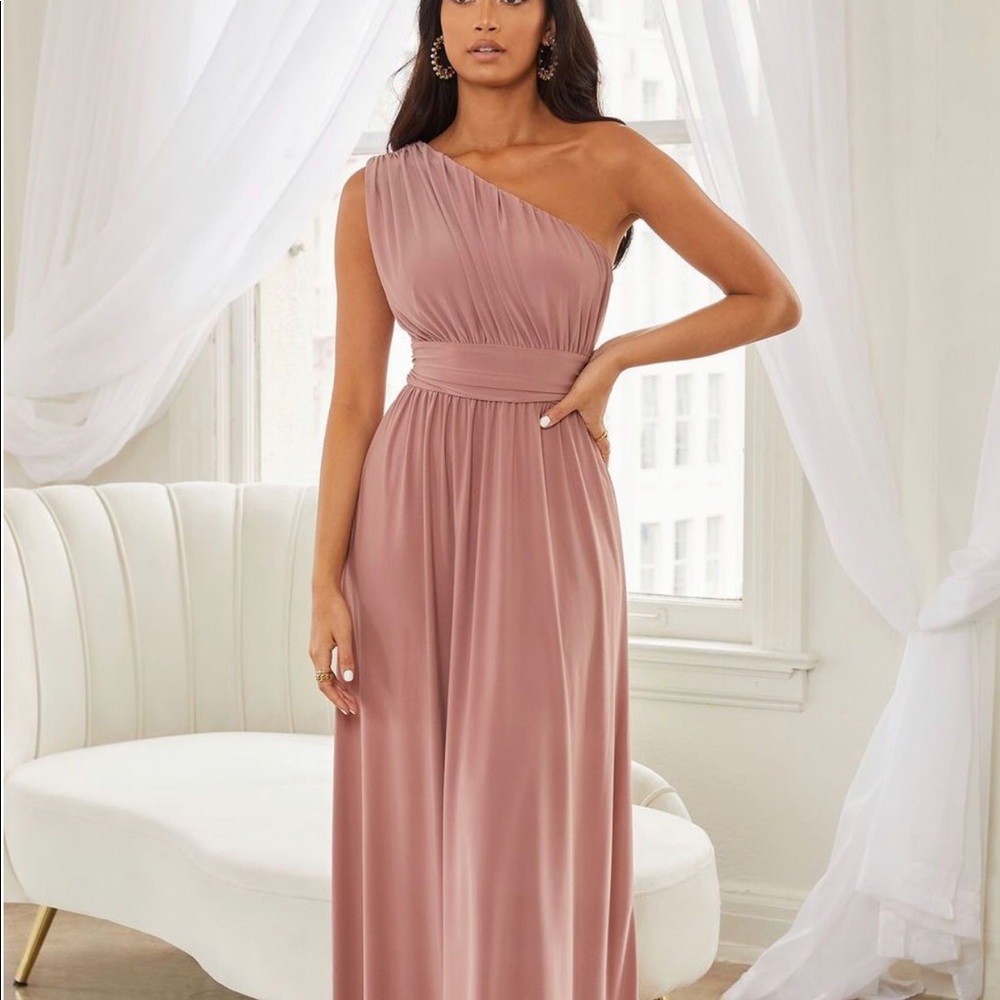 Mauve Blush Pink Gown Maxi Dress